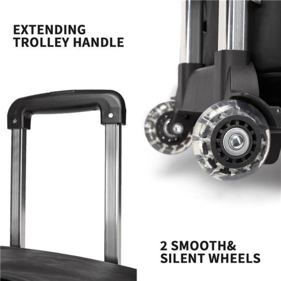 Rolling Duffel Bags with Wheels, Waterproof with Removable Rollers Black - Picture 8 of 8